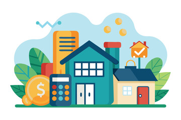 Fototapeta premium House mortgage calculation for residential finance with visual tools and graphics illustrating finance concepts and housing market trends