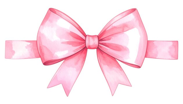 Elegant watercolor pink ribbon illustration for festive decorations and gift wrapping presentations