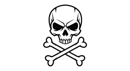 Sharp-Edged Skull and Crossbones &ndash; Modern Flat Vector Icon