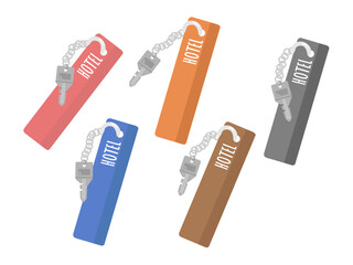 ホテル　旅館　ルームキー　鍵　イラストセット