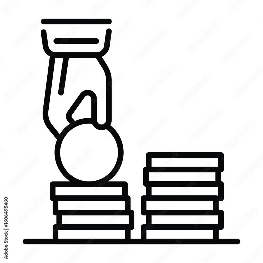 Poster hand adding a coin to a stack with another stack nearby