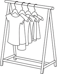 Clothing rack with dresses illustration perfect for fashion mockups and modern retail branding projects