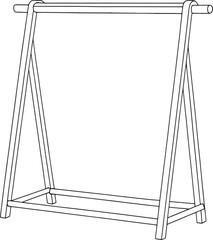 Garment rack outline drawing great for fashion mockups clothing branding or interior storage concepts