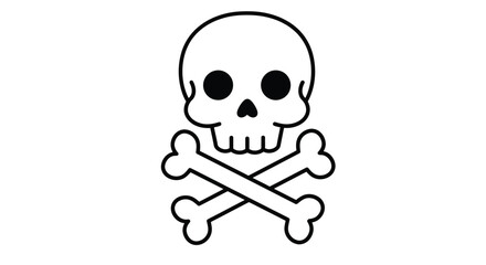 Smiling Skull and Crossbones &ndash; Friendly Flat Vector Icon