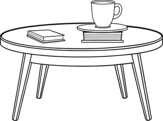 Relaxing table setup with book and cup illustration perfect for inviting atmosphere and cozy room scenes
