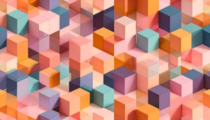 Abstract geometric pattern of colorful cubes