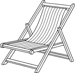 Deck chair line drawing perfect for beach themes and relaxing vacation project illustrations