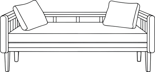 Sofa outline with cushions ideal for creative home decor illustrations and stylish living room visuals