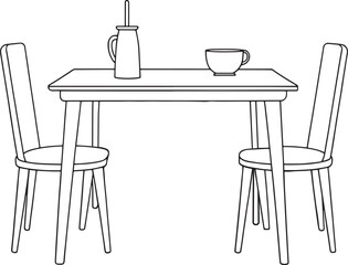 Dining table for two with coffee and oil illustration perfect for lifestyle and dining themed visuals