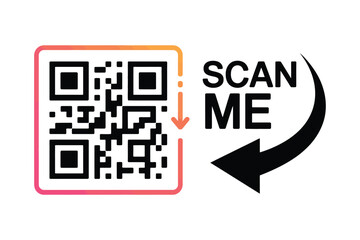 qr code scan icon with scan me frame