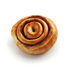 Golden Spiral Pastry with Swirled Layers Isolated on White Background