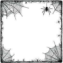 Spooky grey spiderweb border with spider, perfect for halloween