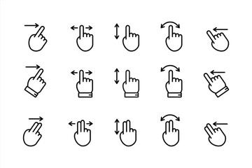 Line icon set about click and monochrome tap in vector