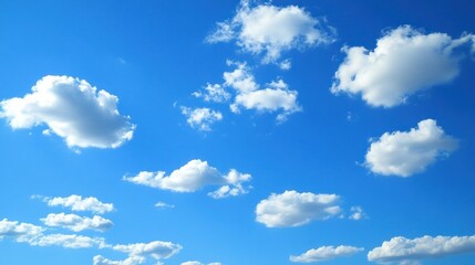Bright, cloud-filled azure sky