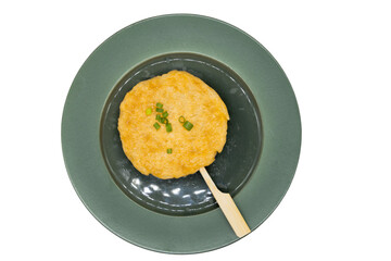 Golden Crispy Fried Food on Plate: A top-down view captures the appetizing allure of a golden-fried delicacy elegantly presented on a stylish plate, evoking culinary satisfaction.