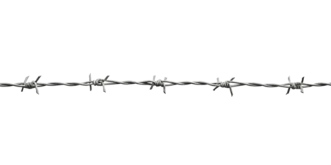 Metallic wire sharp spikes isolated on a transparent background barbed wire