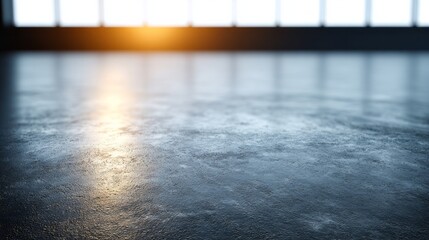 Silent dawn glimmers over a polished concrete floor, evoking urban solitude and International Day of Peace meditations