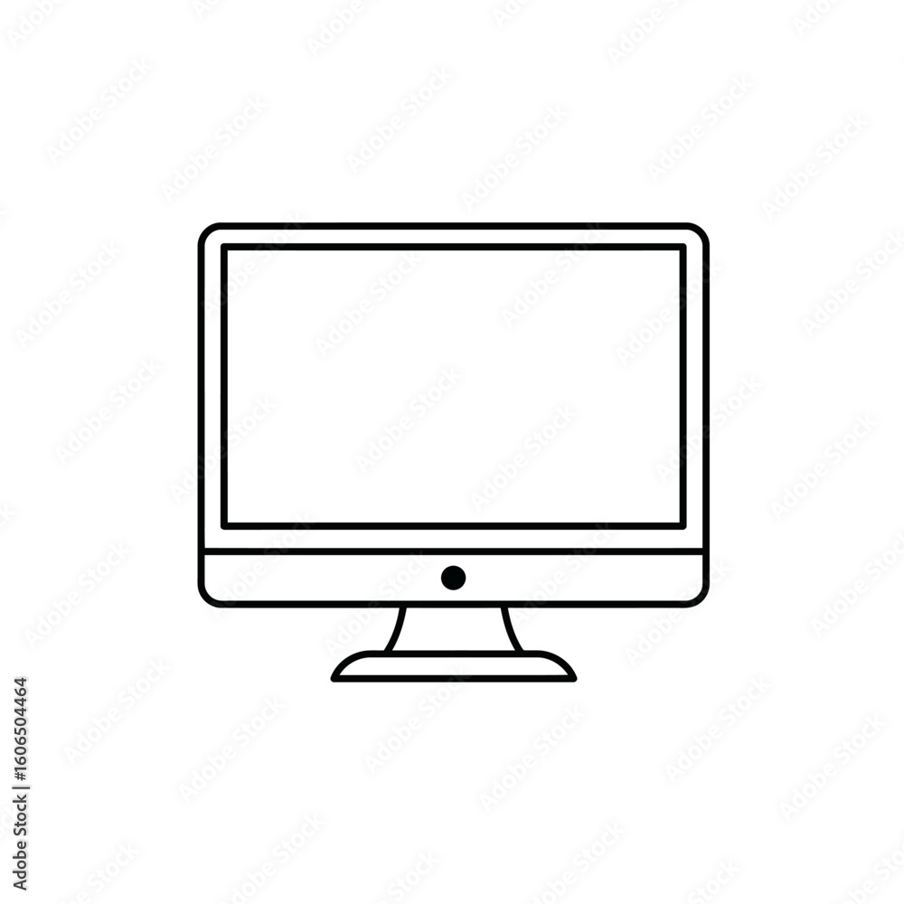 Poster computer monitor line art icon for technology and design projects