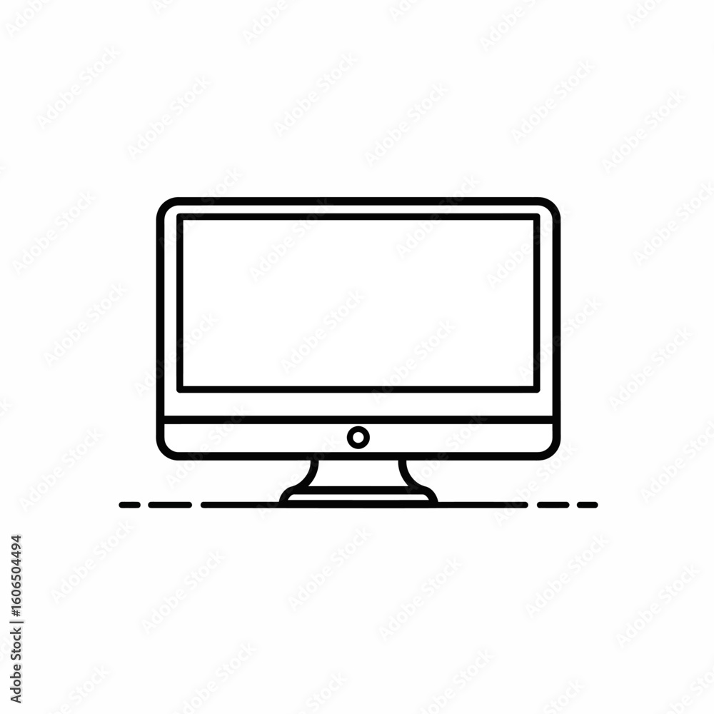 Poster minimalist computer monitor icon vector illustration for technology and design projects