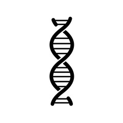 Black DNA strand icon isolated on white background for medical use