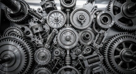 Close-up view of intricate metal gears and mechanisms