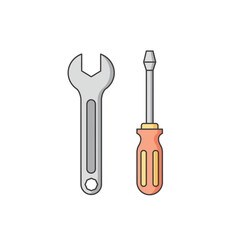 A wrench and screwdriver, essential tools for DIY projects and repairs, are illustrated in a simple, flat design style, perfect for websites or app interfaces needing maintenance or repair imagery.