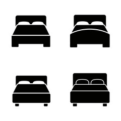 Four different bed icons in black on a white background