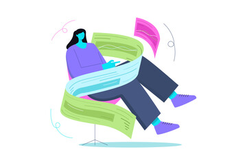 Futuristic Remote Work and Digital Data Visualization Concept