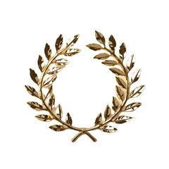 Elegant Gold Laurel Emblem Isolated

