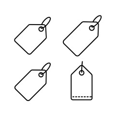 Simple Price Tag Icon Set in Black and White Outline Style