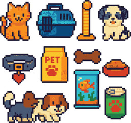 petshop pixel art, eps 10 illustration