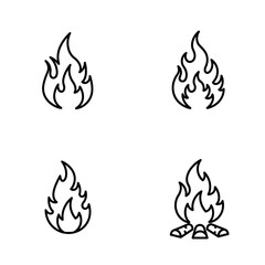Four Simple Line Art Fire Flame Icons