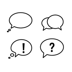 Simple Black Speech Bubbles Set for Communication