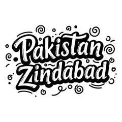 Obraz premium Pakistan Zindabad graphic design. Motivational, inspirational message displayed in a bold, decorative lettering style.