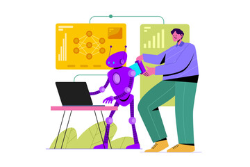 Collaborative AI and Human Workforce Illustration