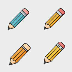 Four Colorful Pencil Icons