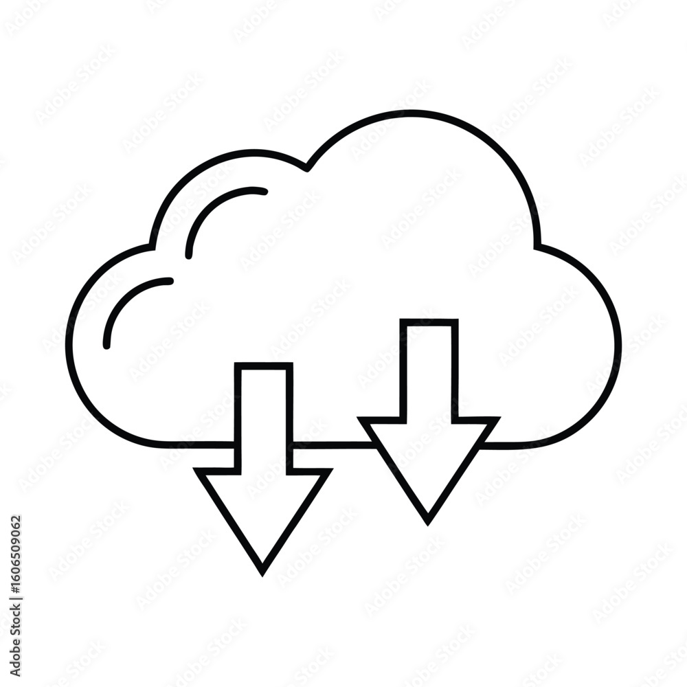 Poster blacklined cloud with two downward arrows emanating from the bottom