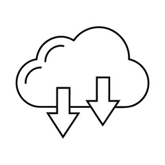 Blacklined cloud with two downward arrows emanating from the bottom