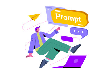Prompt Engineering and AI Interaction Concept Illustration