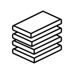 Stack of four rectangular objects evenly spaced outlined in black