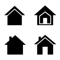 Collection of simple house icons in black and white vector format