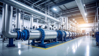 Industrial Pipe System in Modern Factory.