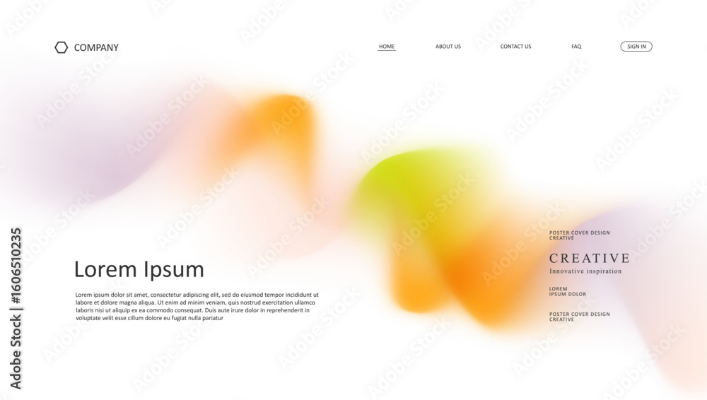 Poster abstract wave futuristic design of landing page. retro gradient mesh website design