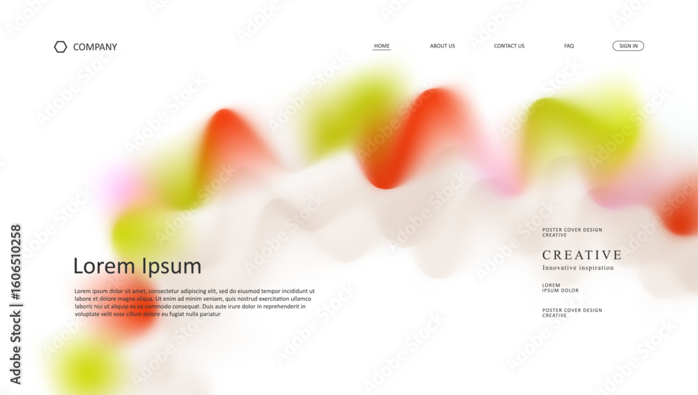 Poster abstract wave futuristic design of landing page. retro gradient mesh website design