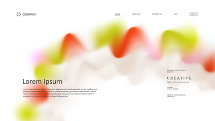 Abstract wave futuristic design of landing page. retro gradient mesh website design	