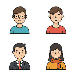 Diverse group of people avatars with different styles and outfits illustration