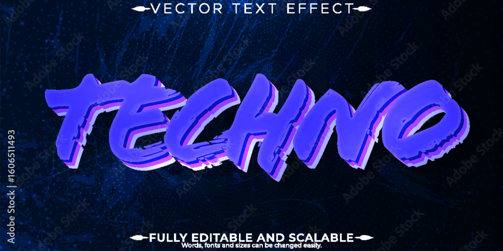 Wall mural techno editable text effect, editable cyber and futuristic text style
