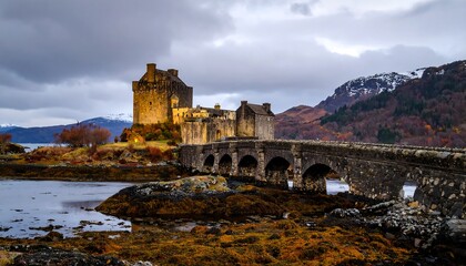 Ancient stone castle on an island