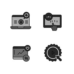 Set of four different user interface icons in grey tones