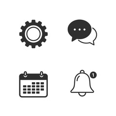 Four Essential Icons Settings Chat Calendar and Notification for Modern Interface